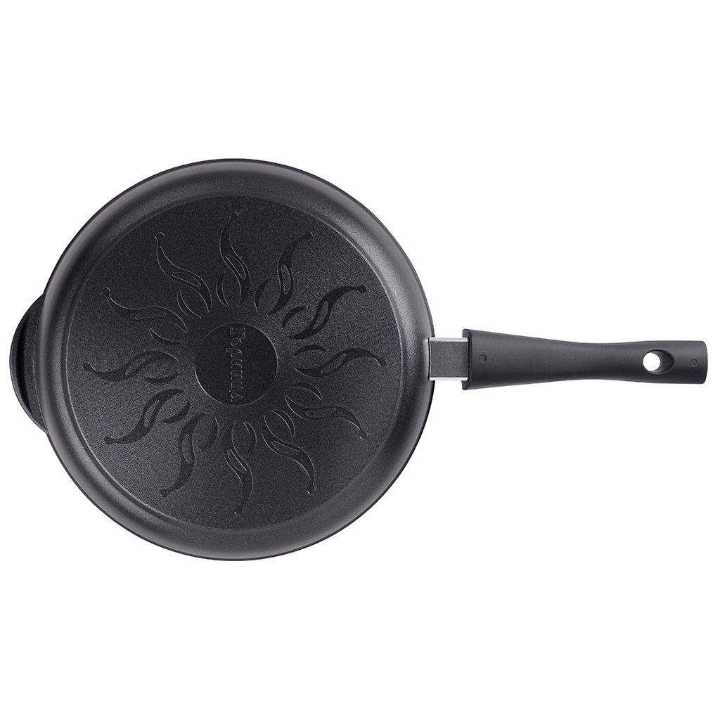 Сковорода с тефлоновым покрытием д24см Классик, h5,5см, s0,4см, съемная ручка из термостойкого пластика, стеклянная крышка с пароотводом, подарочная упаковка (Россия) - Домашняя мода фото 4