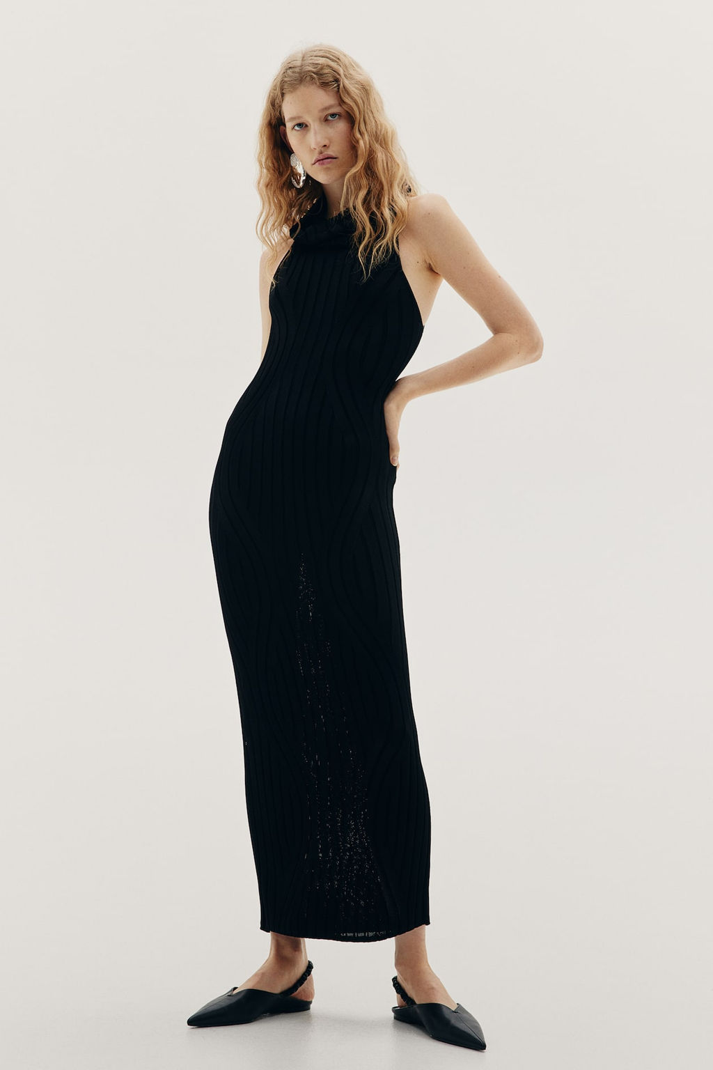 Vestido en punto de canale con cuello cisne - H&m фото 5