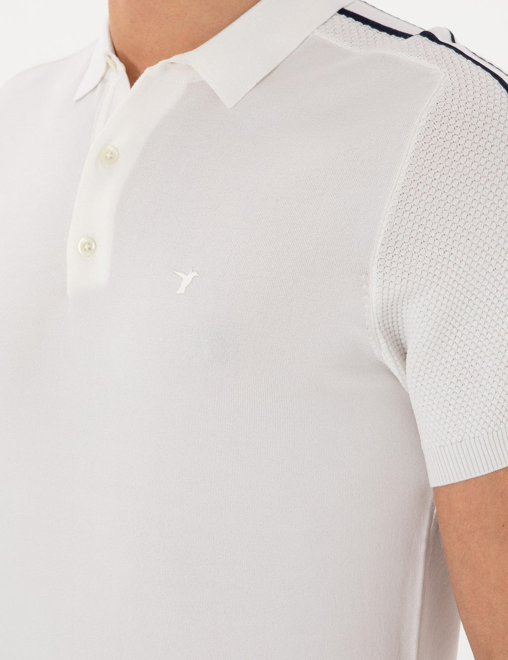 Beyaz Slim Fit Polo Yaka Triko T-shirt
