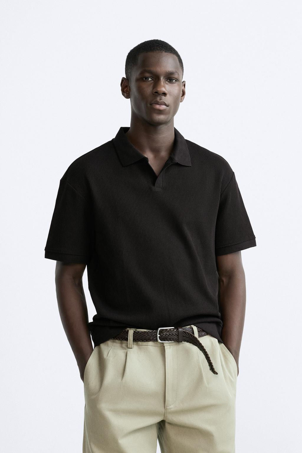 TEXTURED POLO SHIRT WITH RIBBED TRIMS - Zara фото 2
