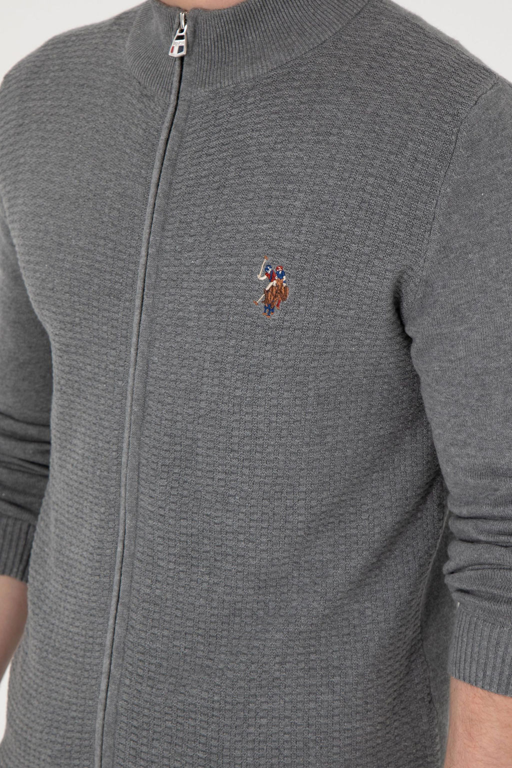 Мужской серый меланжевый базовый трикотажный кардиган Неожиданная скидка в корзине - U.s. polo assn фото 14