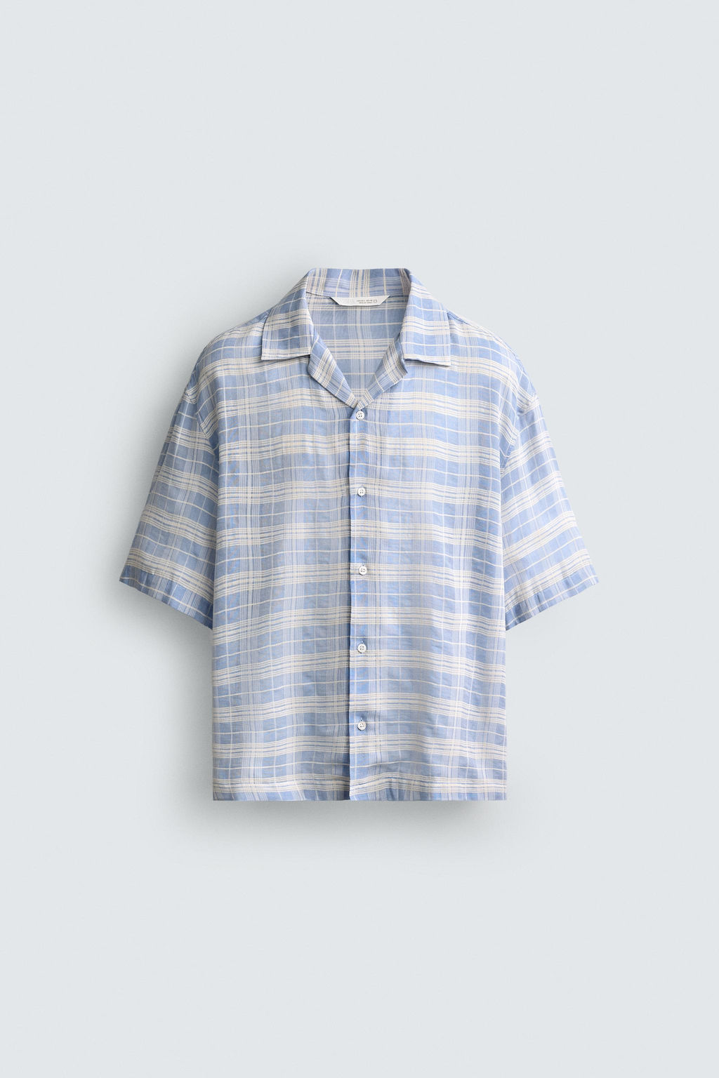 CAMISA JACQUARD CUADROS / Azul / Blanco - Zara фото 8