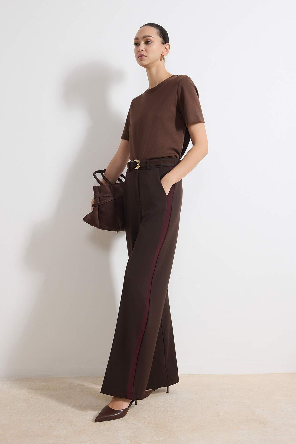 Antrasit Bordo Cizgili Dokuma Pantolon TWOSS26PL00013 - Trendyolmilla фото 7