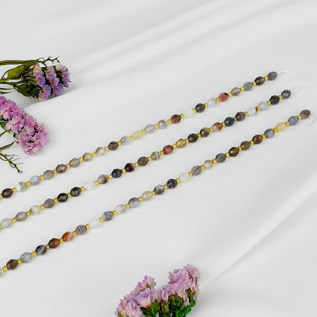 Бусины для украшений из Ботсванского агата (40 бусин) 37 см