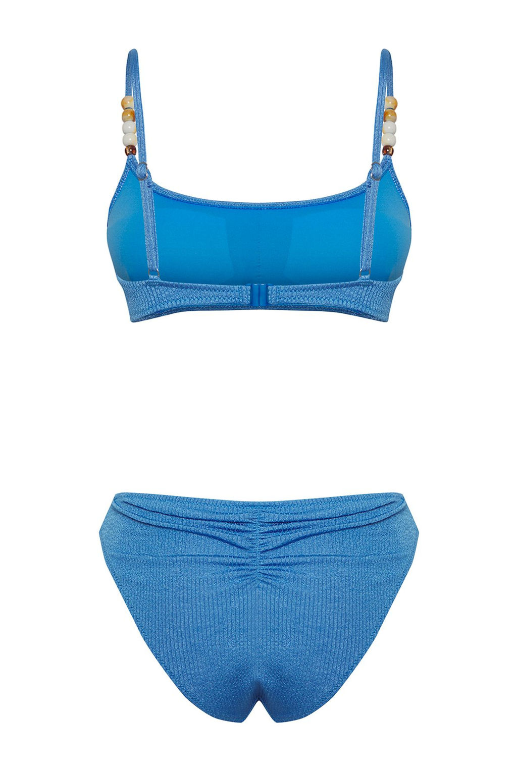 TRENDYOLMILLA Mavi Bralette Boncuk Aksesuarl? Dokulu Regular Bikini Tak?m? TBESS25BT00057  фото 11