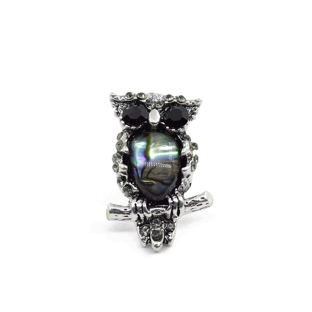 Брошь "Филин мини" перламутр гелиотис