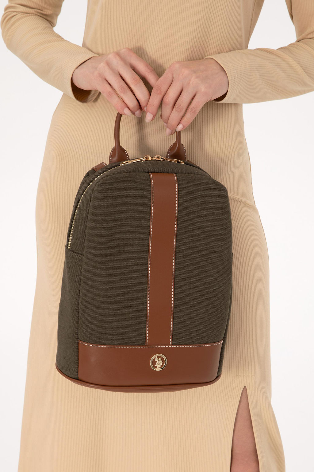 Женский холщовый рюкзак цвета хаки Неожиданная скидка в корзине - U.s. polo assn фото 2