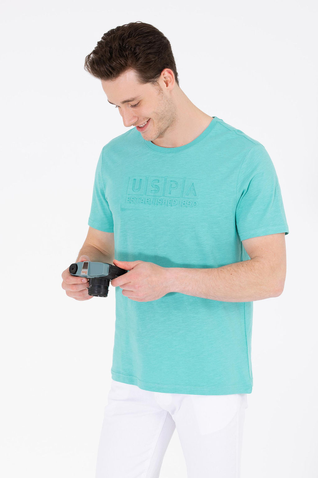 Мужская мятная футболка с круглым вырезом - U.s. polo assn фото 2