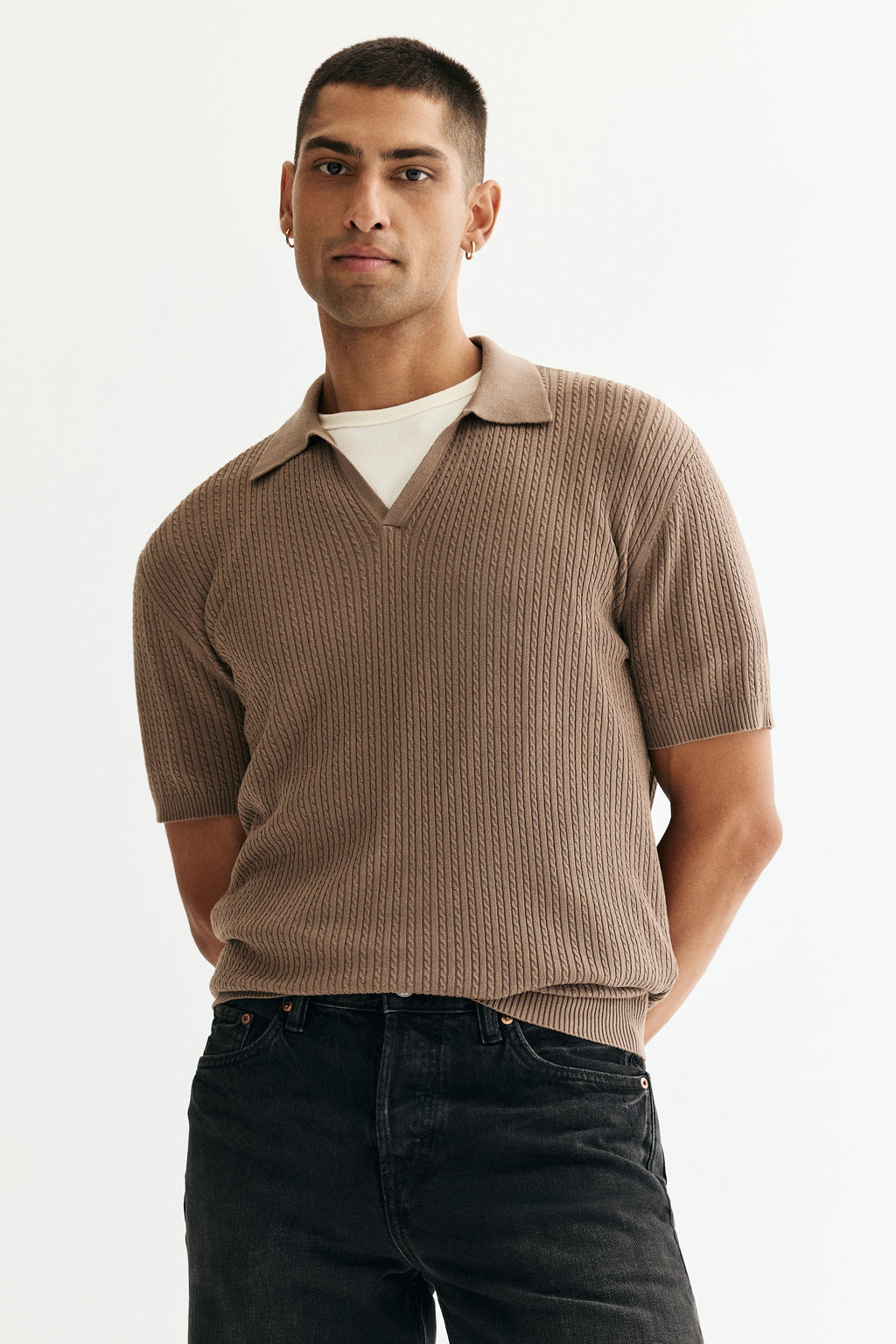 Polo en punto trenzado Regular Fit - H&m фото 3