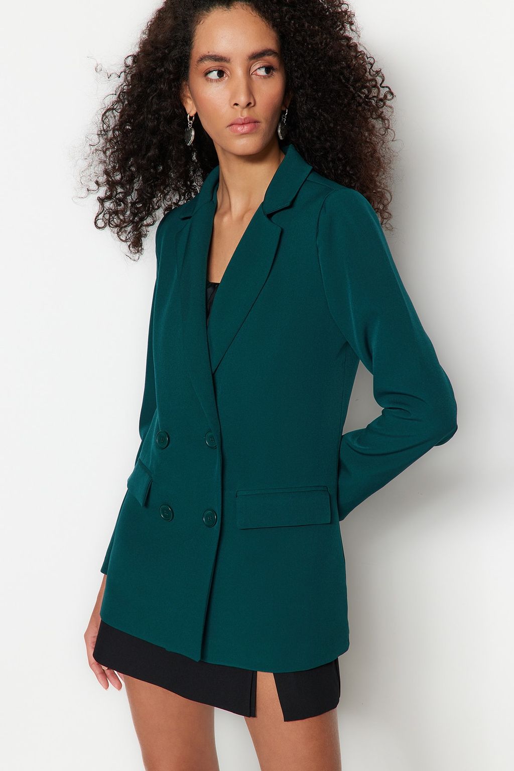 TRENDYOLMILLA Antrasit Regular Astarl? Dugme Detayl? Dokuma Blazer Ceket TWOAW21CE0264 фото 12