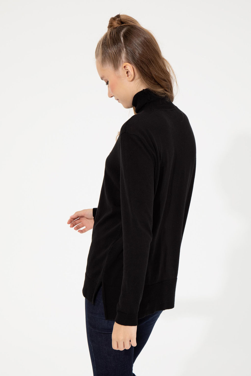 Kad_n Siyah Basic Kazak