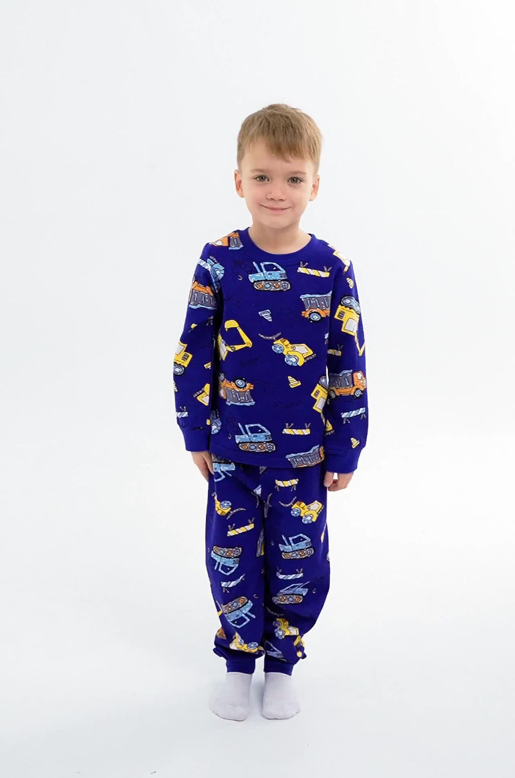 Хлопковая пижама для мальчика из футера с начесом Happy Fox  фото 2