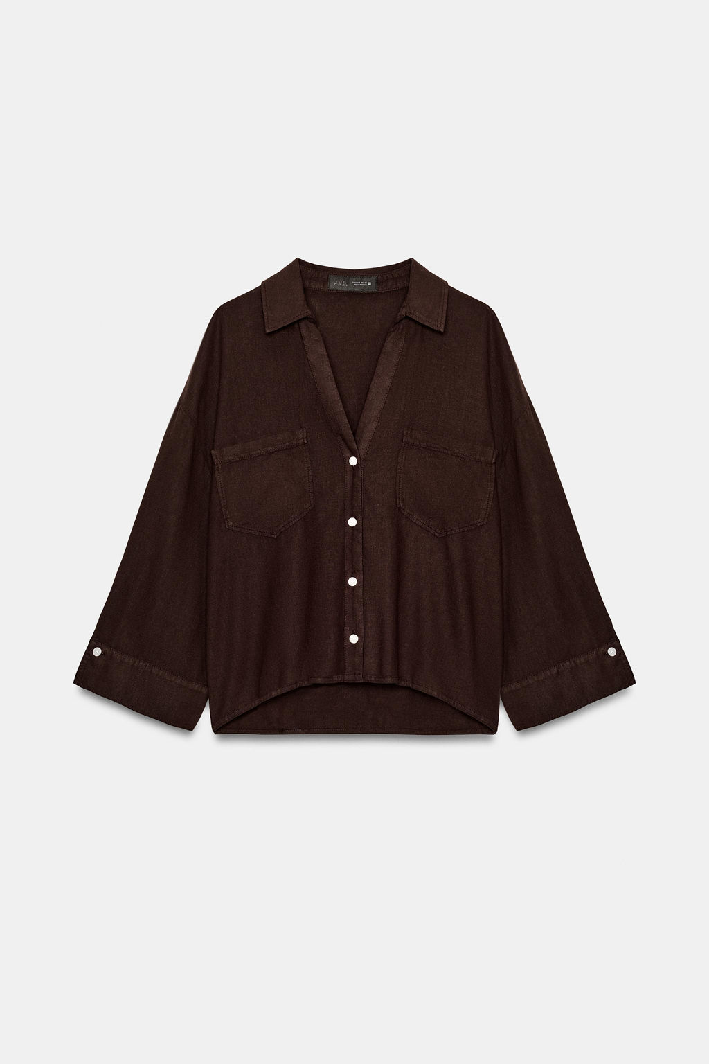 CAMISA FLUIDA CON LINO / Marr?n - Zara фото 6