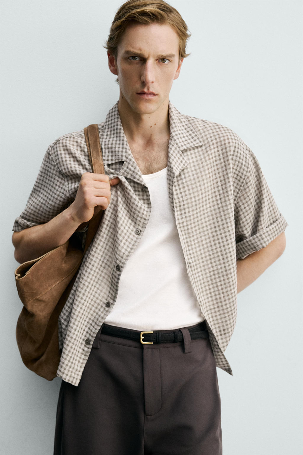 CAMISA RELAXED FIT JACQUARD CUADROS / Verde - Zara фото 5