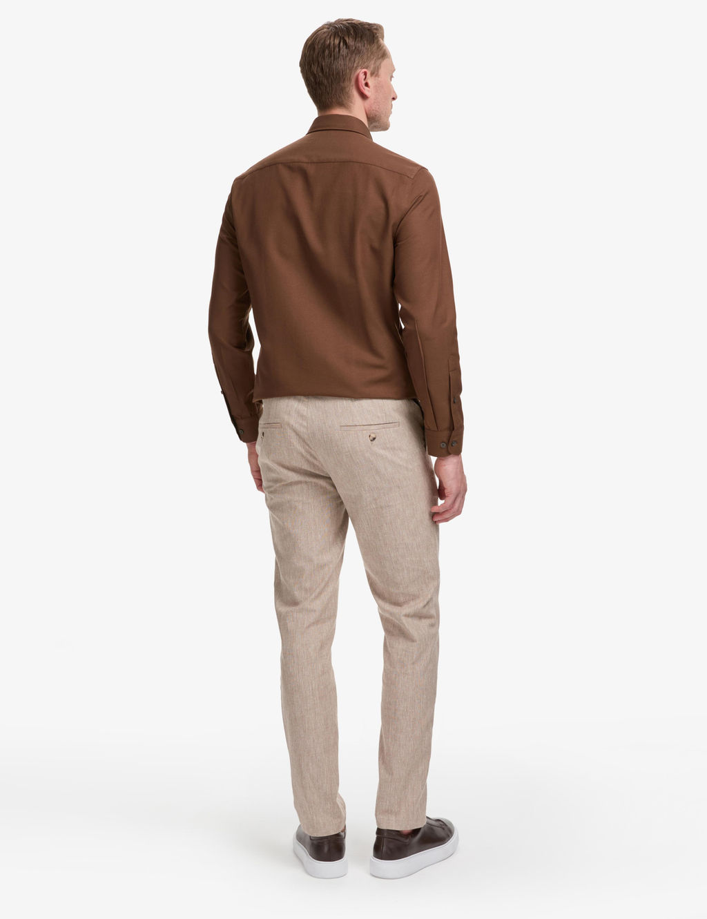 A__k Kahverengi Ex. Slim Fit Beli Kordonlu Pamuk Keten Kar___ml_ Pantolon