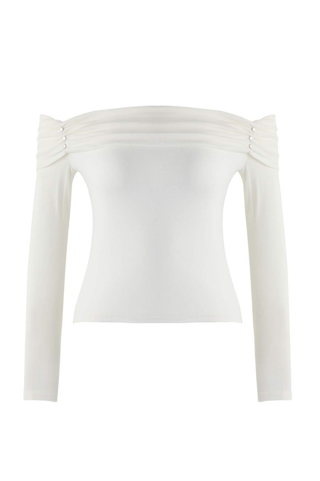 Ekru Aksesuar Detayl? Carmen Yaka Fitted/Vucuda Oturan Orme Bluz TWOAW26BZ00285 - Trendyolmilla фото 5