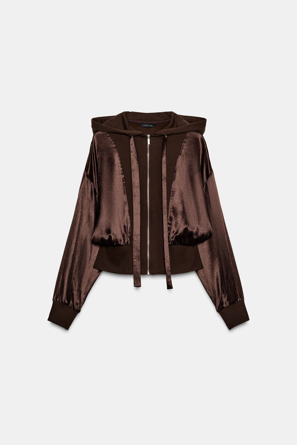 HOODED SATIN CONTRAST SHIRT - Zara фото 7