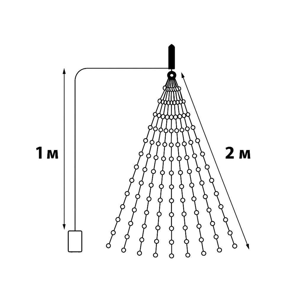 ULD-E0200-200/STB/3AA WARM WHITE IP44 Гирлянда светодиодная Лучи росы на батарейках 3АА (не в/к), 2м. 10 нитей. 200 светодиодов. Теплый белый свет. Провод прозрачный. ТМ Uniel