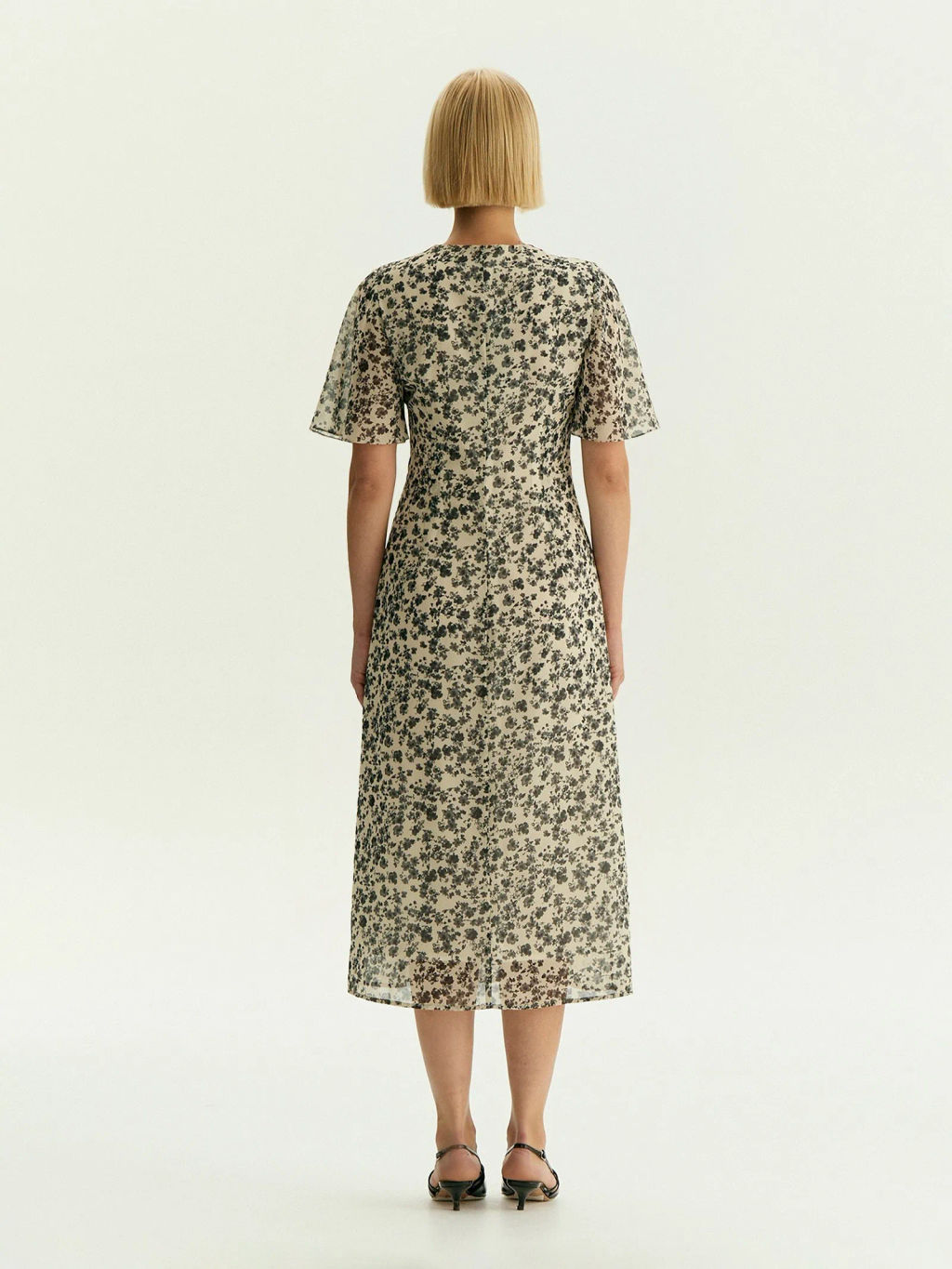 Платье Emka PL1722 миди шифон цветочный принт мультиколор  фото 7