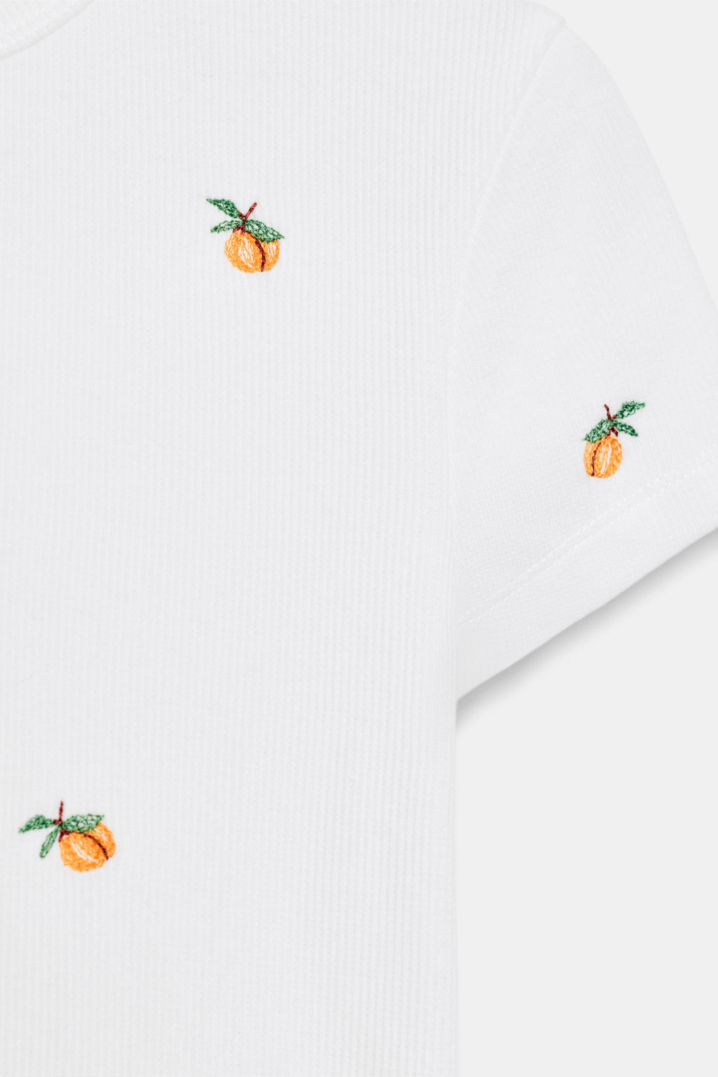 CAMISETA RIB MANGA CORTA BORDADOS / Blanco - Zara фото 6