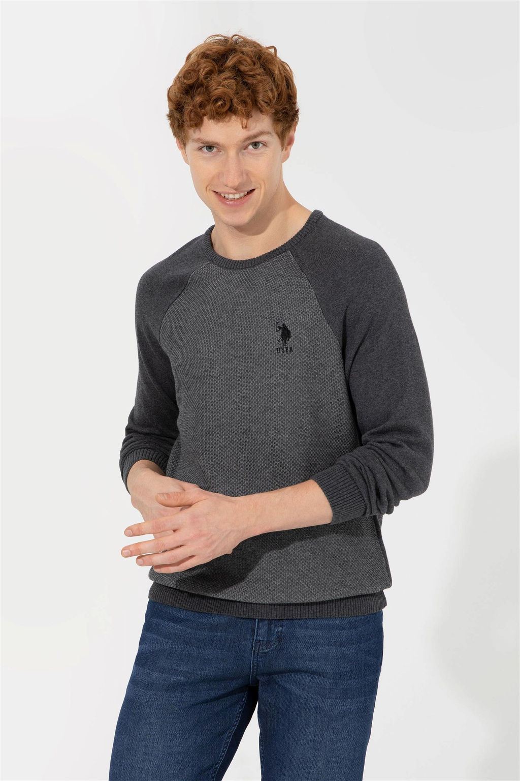 U. S. Polo Assn Мужской свитер антрацитового меланжа - U.s. polo assn фото 7