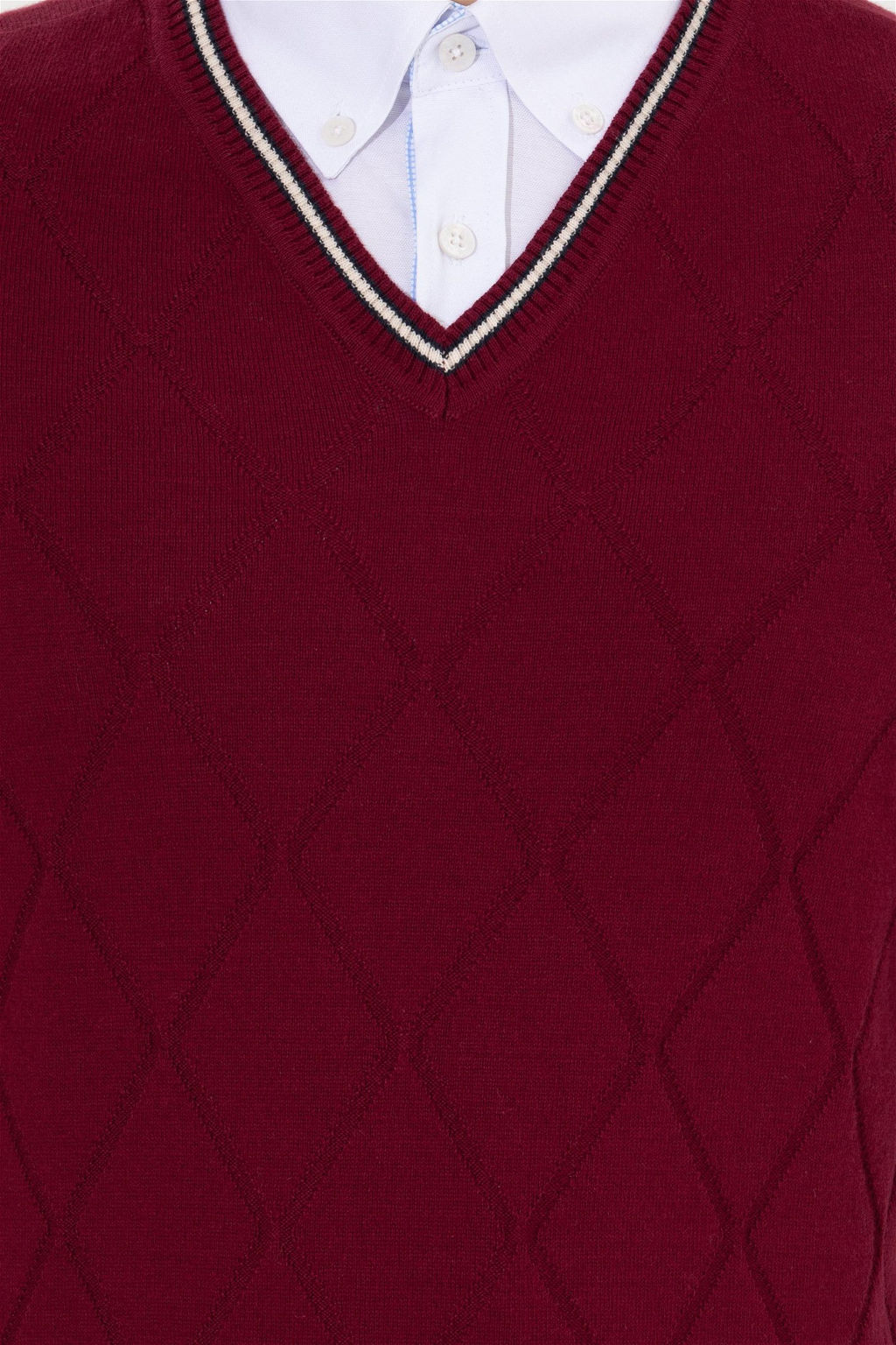 U. S. Polo Assn Мужской бордовый трикотажный свитер с v-образным вырезом - U.s. polo assn фото 13