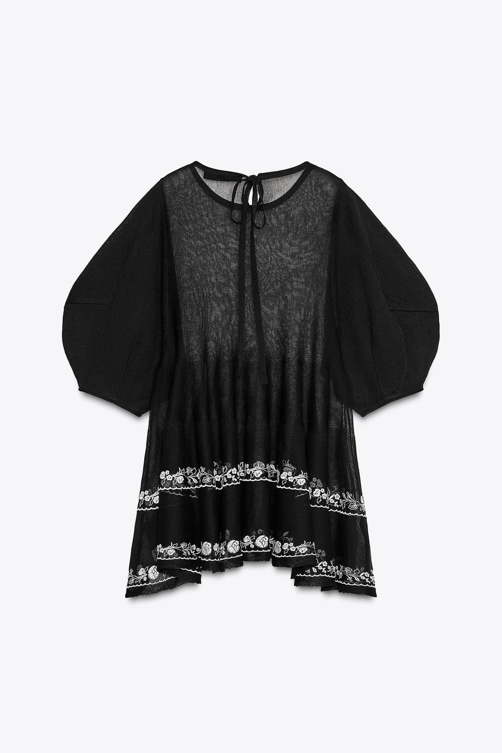 EMBROIDERED FINE KNIT LONG BLOUSE - Zara фото 5