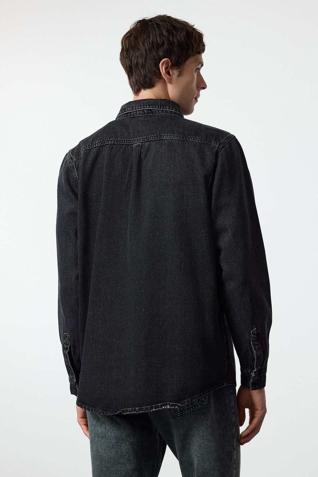 TRENDYOL MAN Antrasit %100 Pamuk Regular Fit Denim Kot Gomlek Ceket TMNAW25CE00001 - Trendyolmilla фото 11