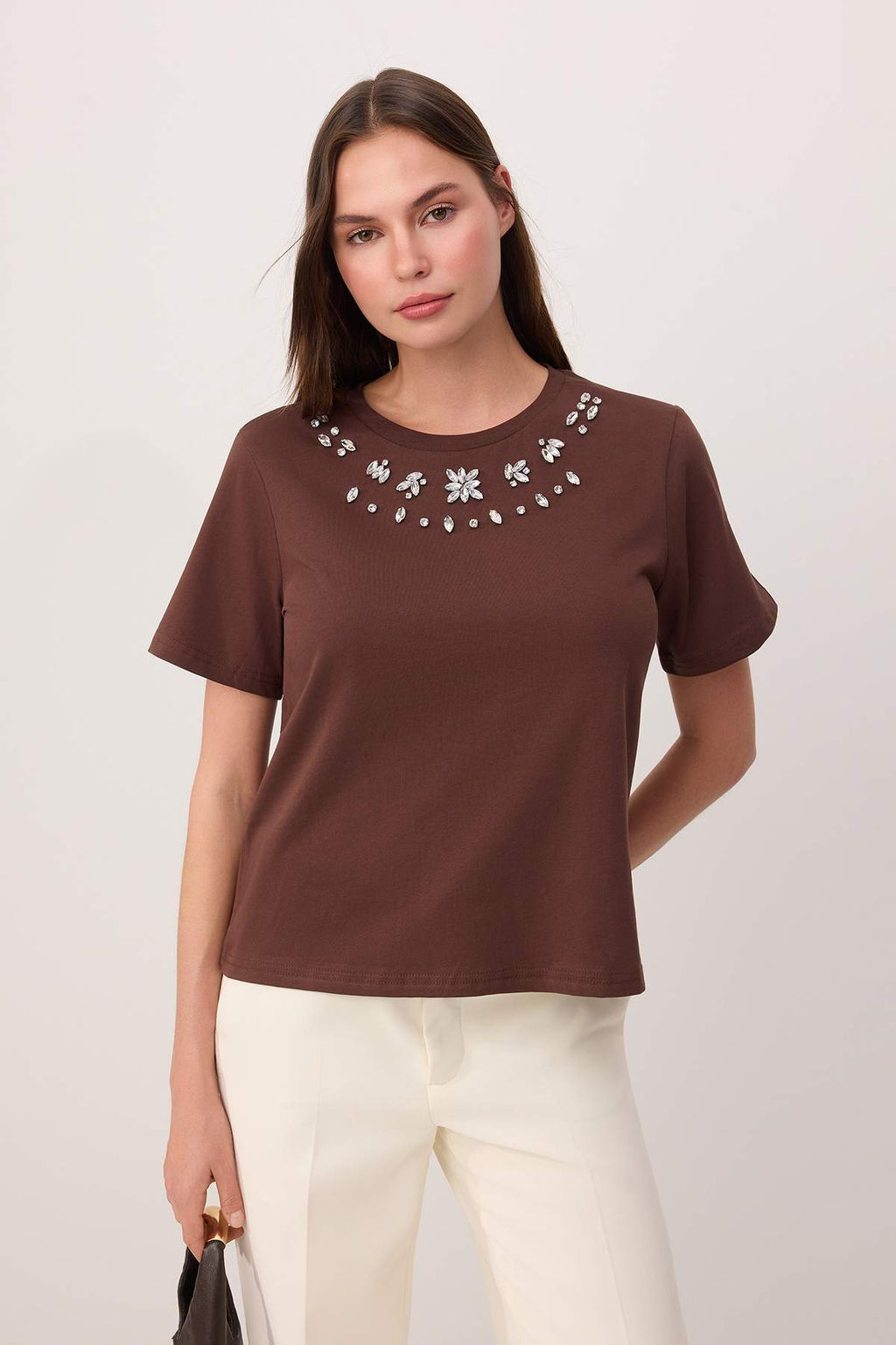 Beyaz Regular/Normal Kal?p Aksesuar Detayl? Tok %100 Pamuk Orme T-Shirt TWOSS26TS00007 - Trendyolmilla фото 13