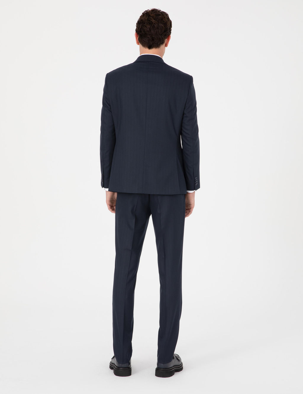 Lacivert Slim Fit _izgili Tak_m Elbise