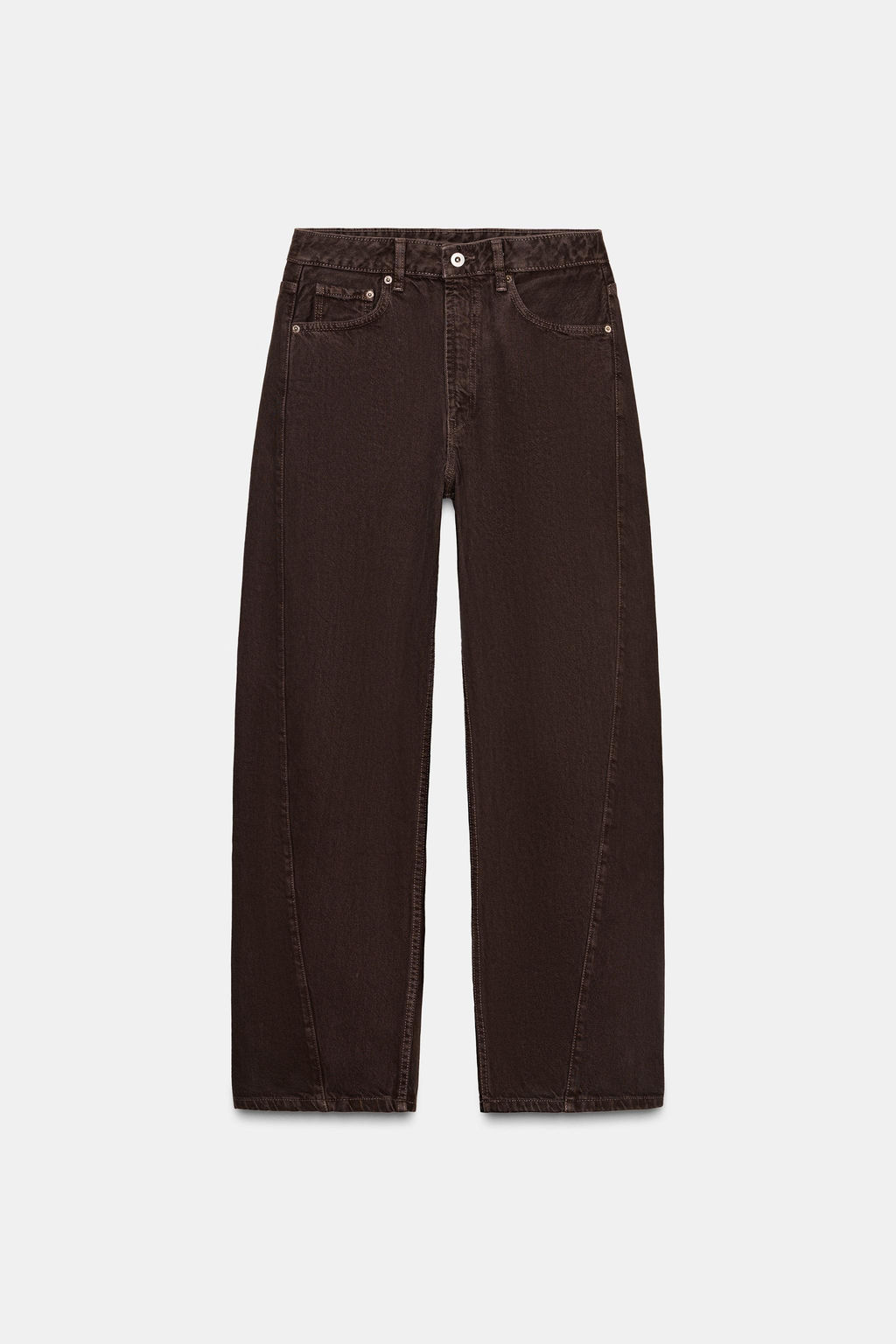 JEANS TRF BAGGY BARREL TIRO MEDIO / Marr?n - Zara фото 7