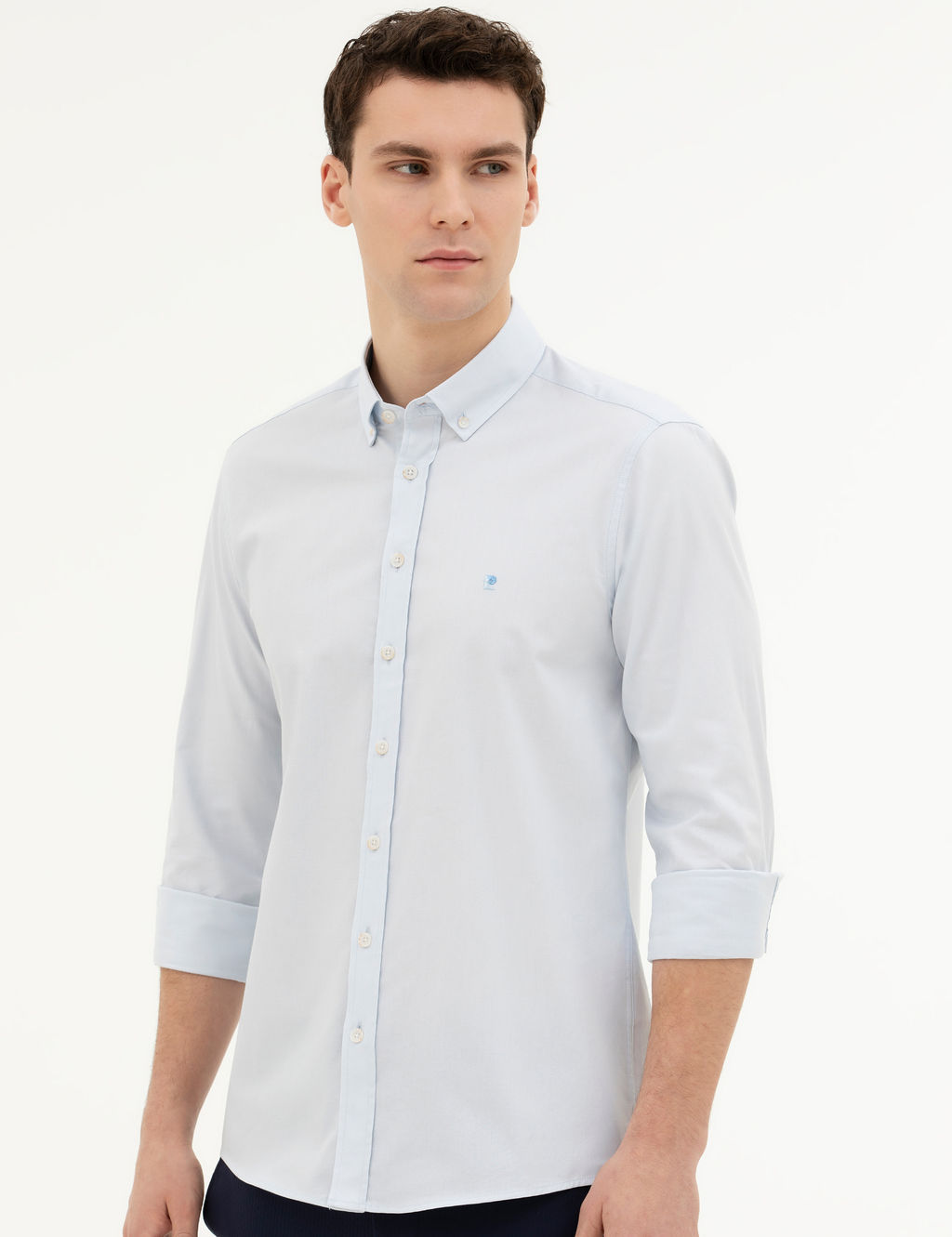 A__k Mavi Slim Fit Uzun Kollu G_mlek