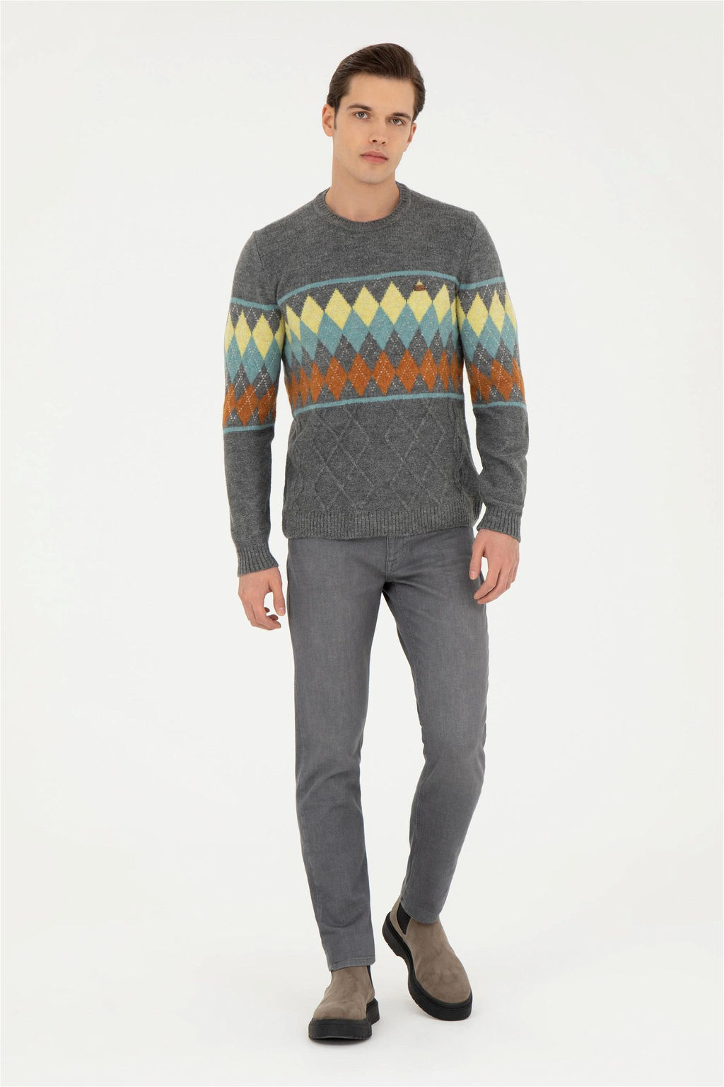 Мужской серый меланжевый свитер - U.s. polo assn фото 4