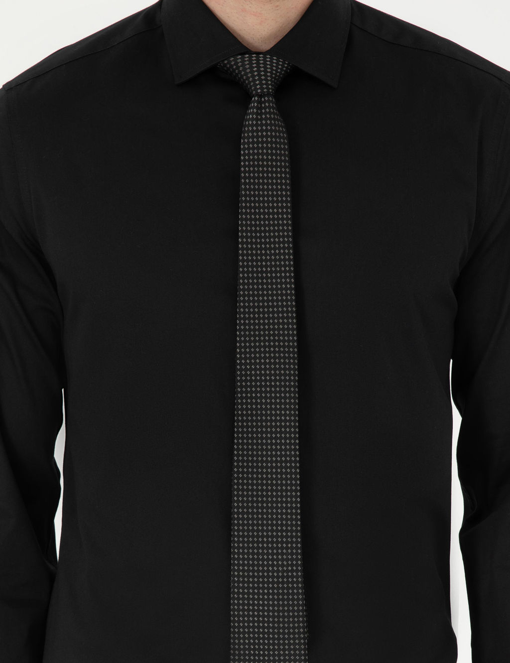 Siyah Ex. Slim Fit Uzun Kollu Basic G_mlek