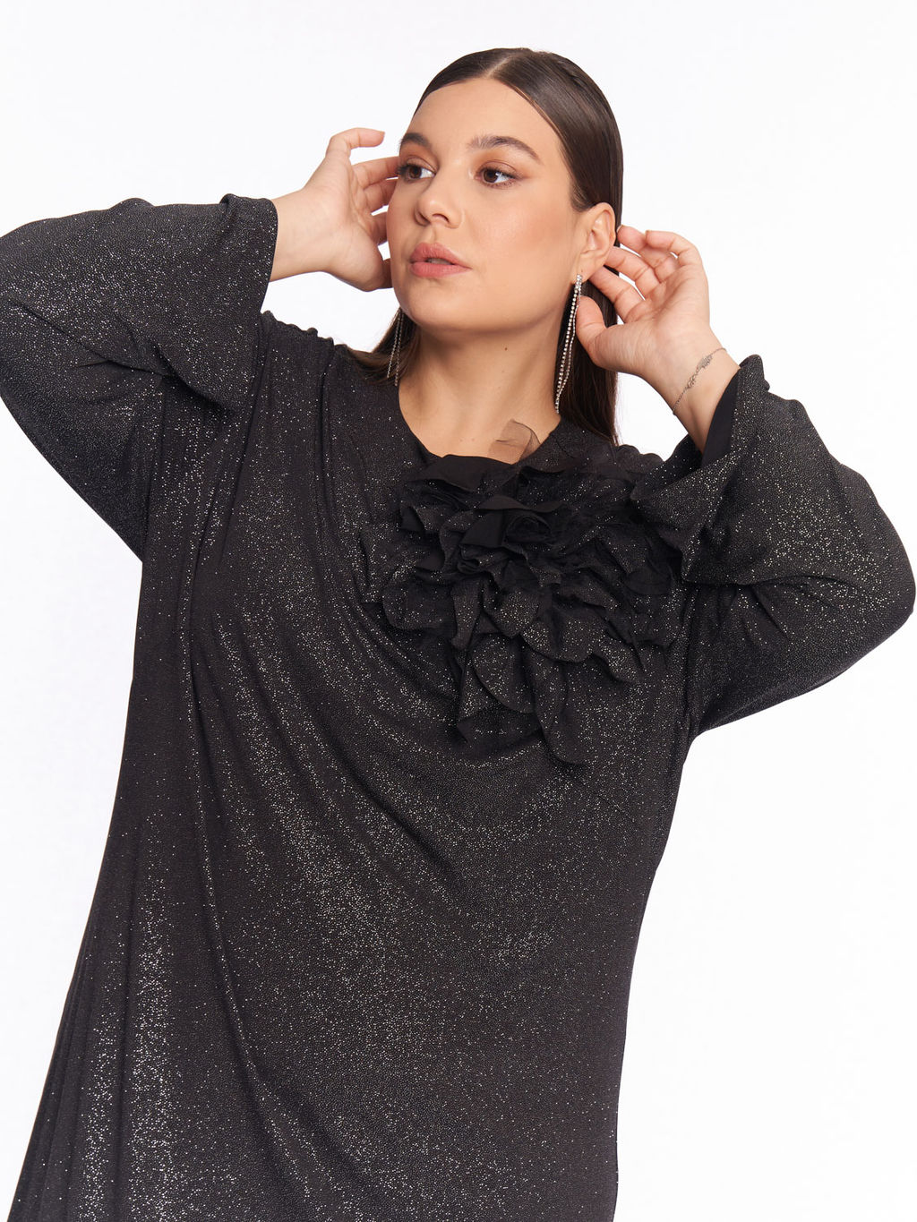 Платье вечернее с цветком 1PP51727BLK60