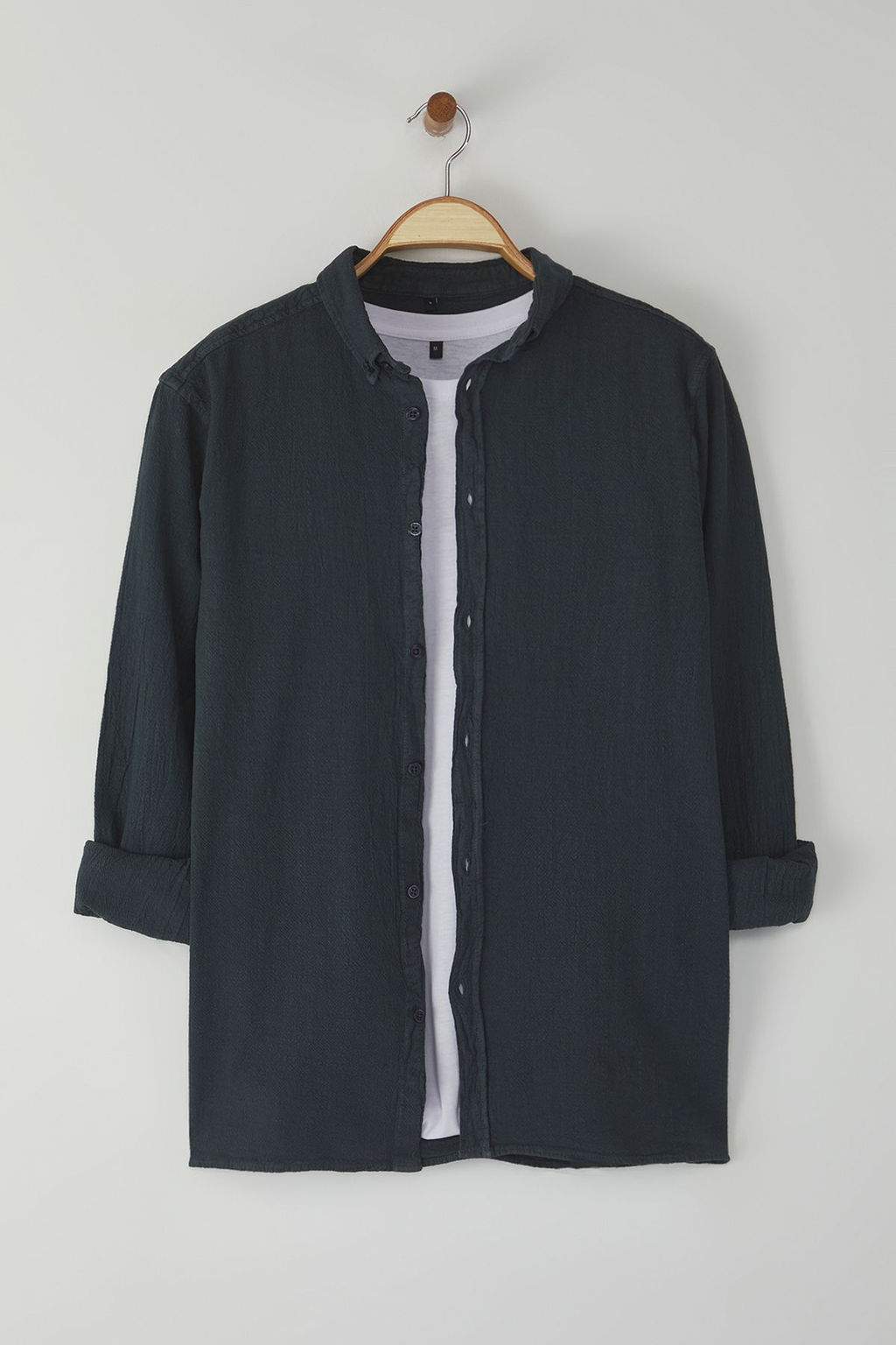 TRENDYOL MAN Antrasit Regular Fit Dokulu Gomlek TMNSS25GO00021 - Trendyolmilla фото 5