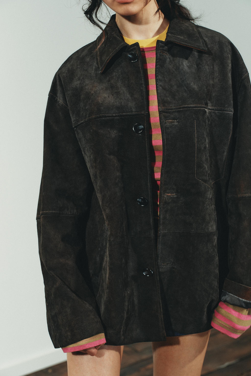 OVERSIZED 100% LEATHER SUEDE JACKET - Zara фото 4