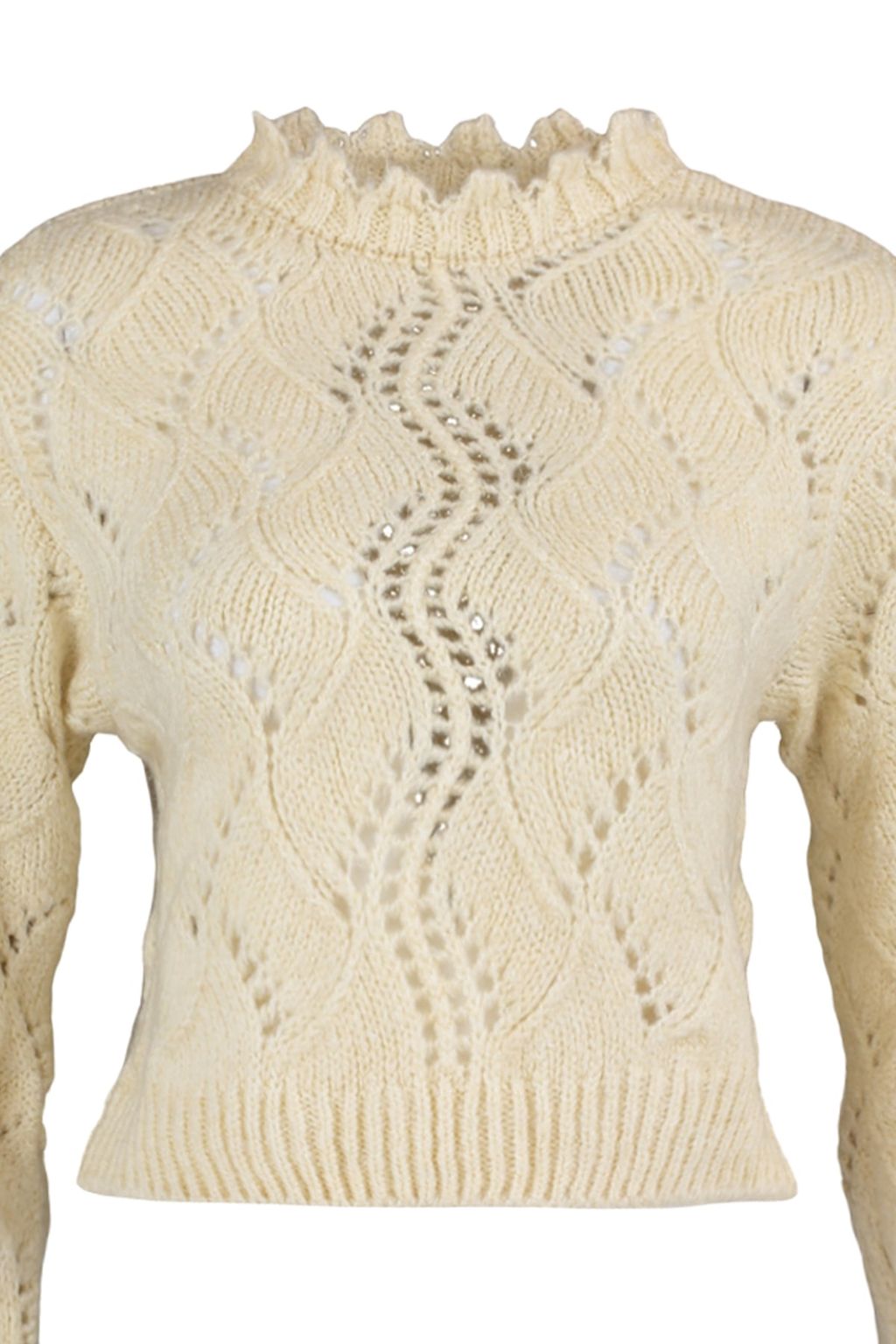 Ekru Yumusak Dokulu Ajurlu/Delikli Triko Kazak TWOAW23KZ01447 - Trendyolmilla фото 8