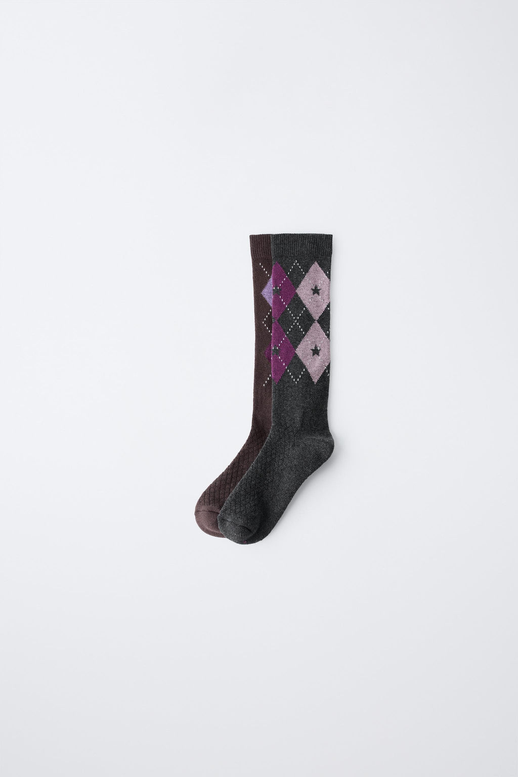 2-PACK OF ARGYLE KNEE-HIGH SOCKS