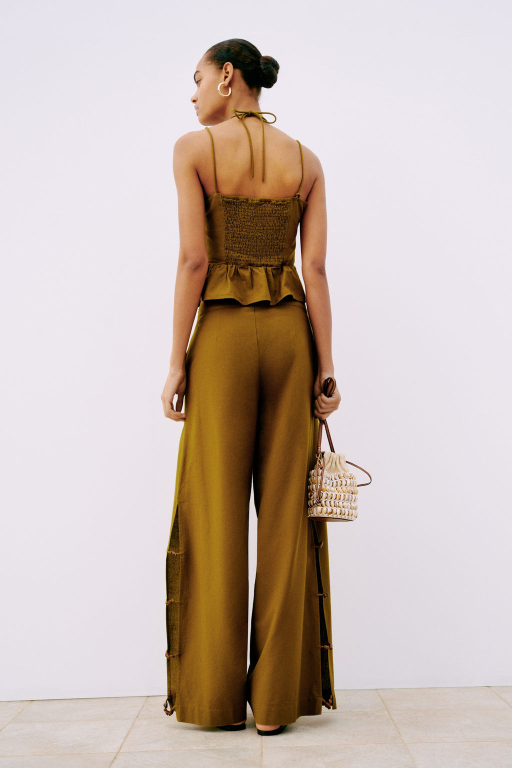 Pantal?n cut-out en mezcla de lino - H&m фото 6