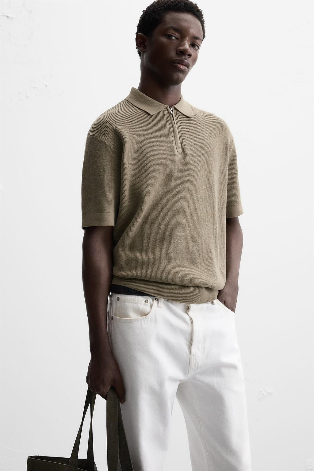 PEARL KNIT POLO SHIRT WITH ZIP - Zara фото 21