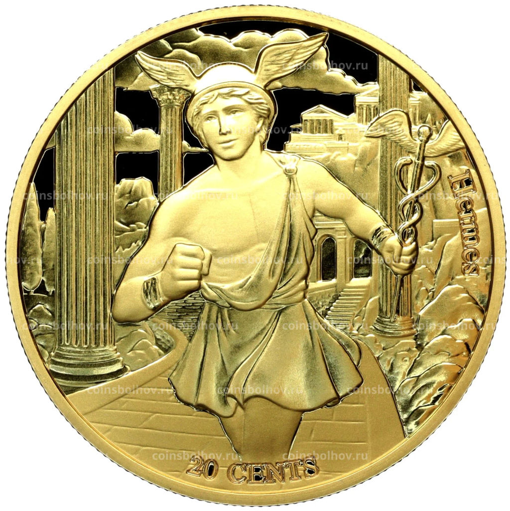 20 центов 2021 года Самоа 12 Олимпийских богов в зодиаке Гермес и Рак