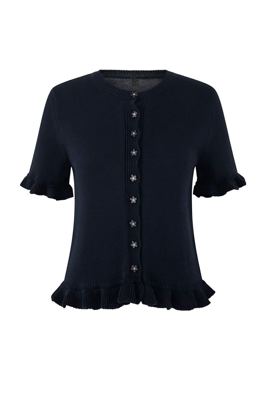 Teen Lacivert Cicek Dugme Detayl? Bisiklet Yaka Triko Bluz TWOSS26BZ00119