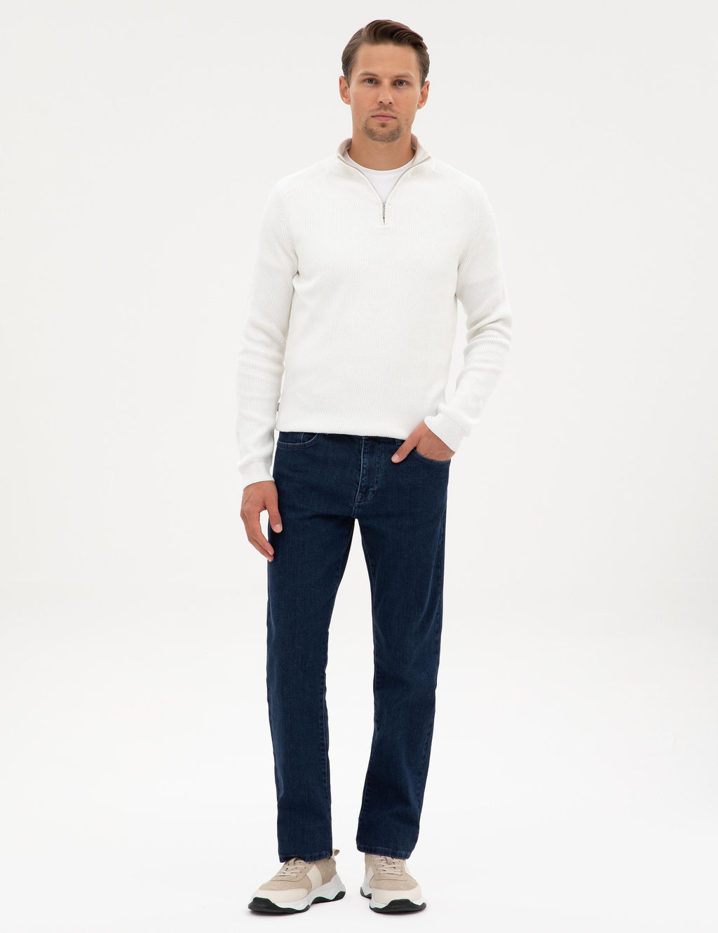 Lacivert Straight Fit Jean Pantolon