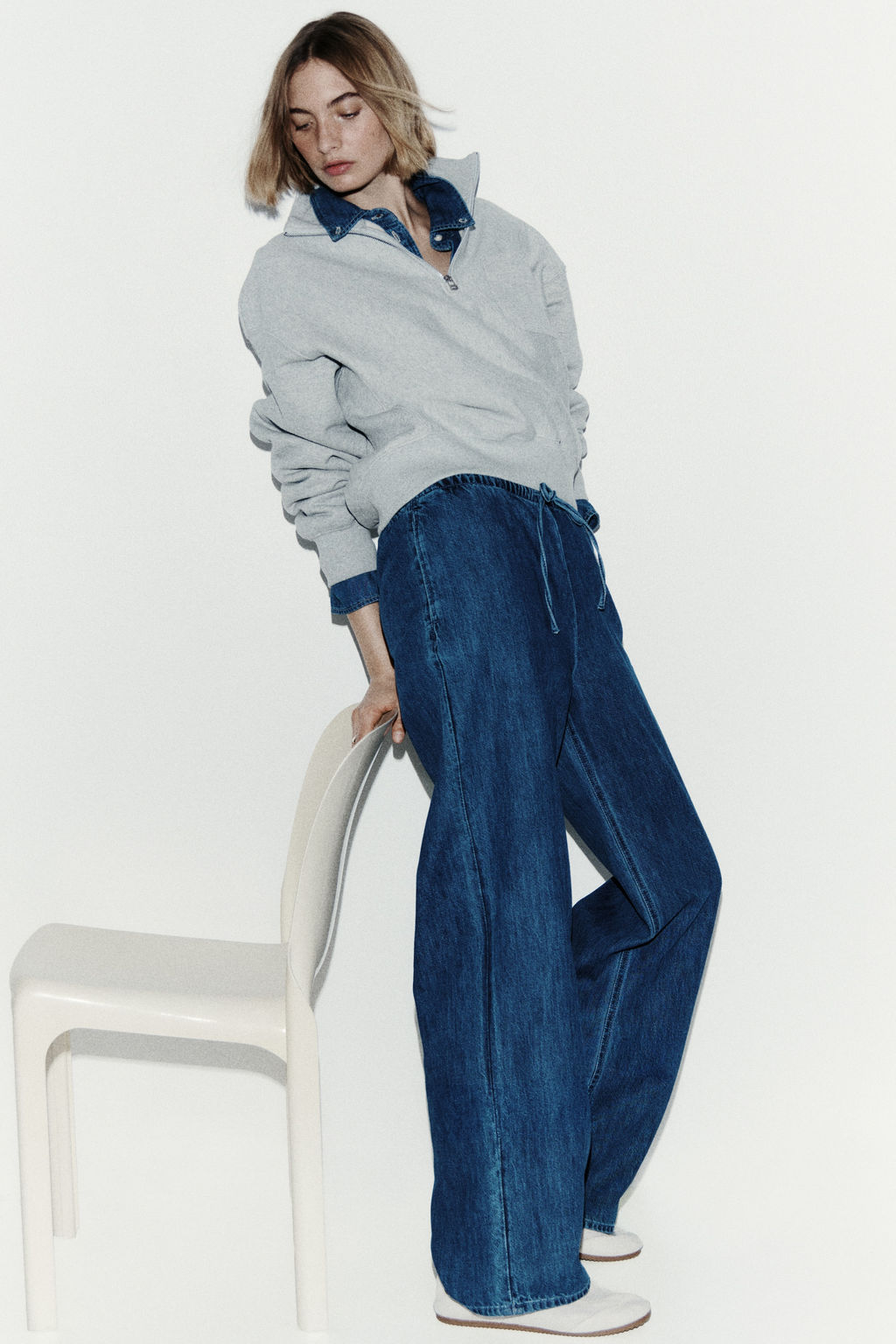 Pantal?n denim con cord?n de ajuste - H&m фото 8