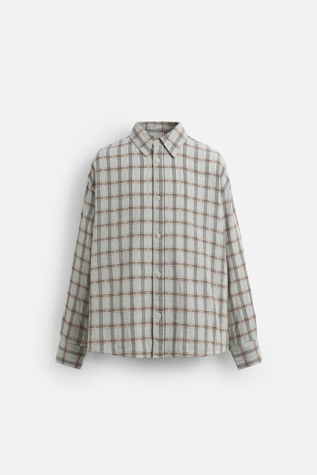 TEXTURED CHECK SHIRT - Zara фото 7