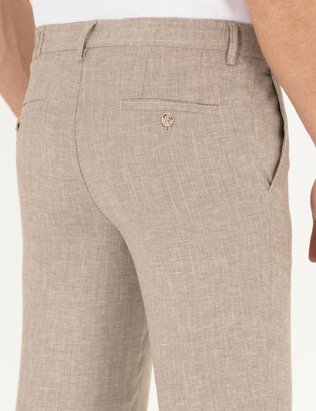 A__k Kahverengi Keten Kar___ml_ Jogger Kuma_ Pantolon - Pierre cardin фото 7