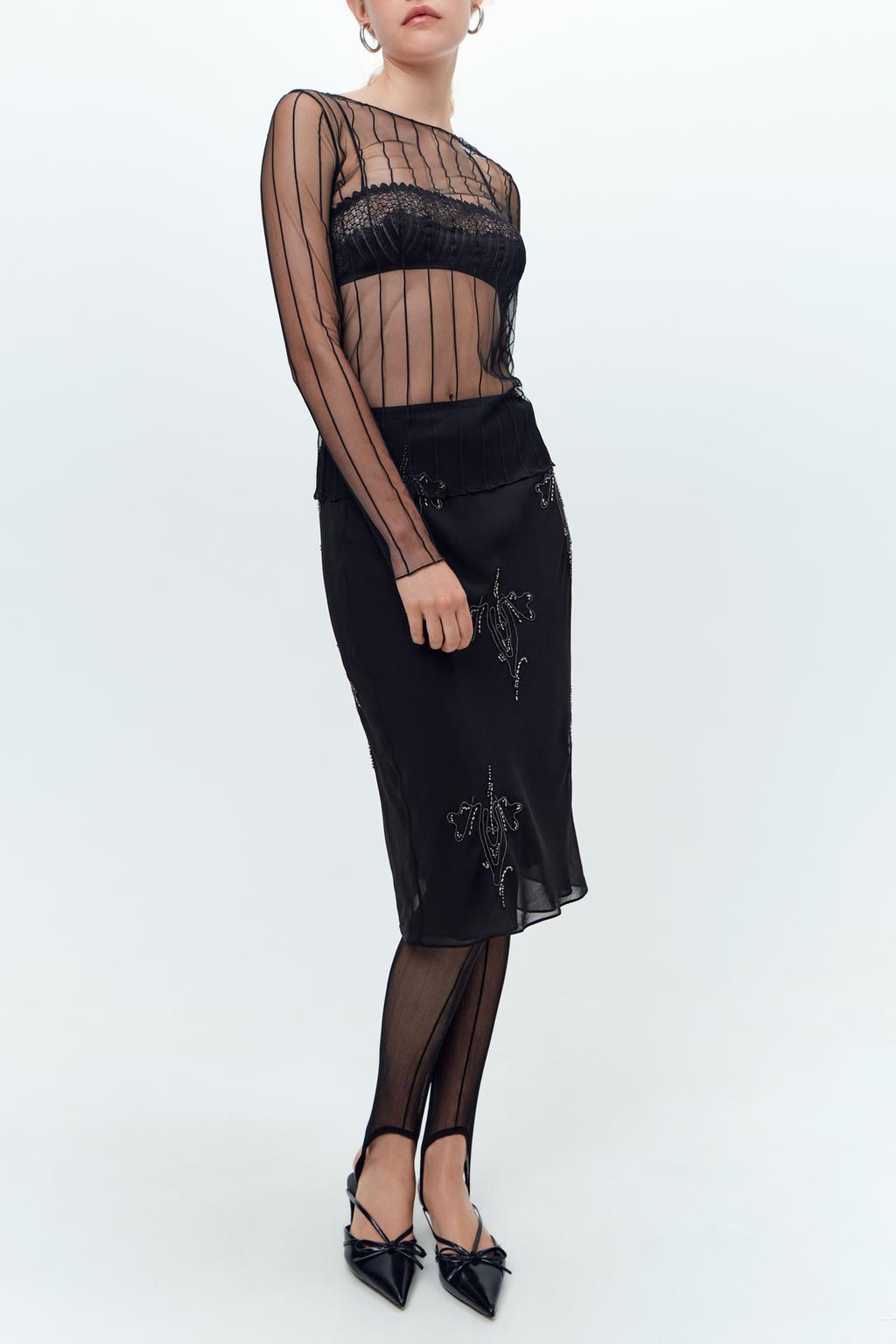 EMBROIDERED TULLE T-SHIRT - Zara фото 3