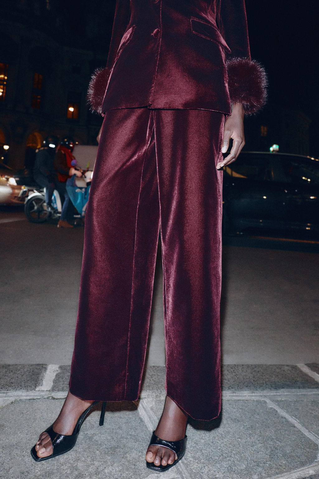 VELVET WIDE-LEG TROUSERS - Zara фото 7