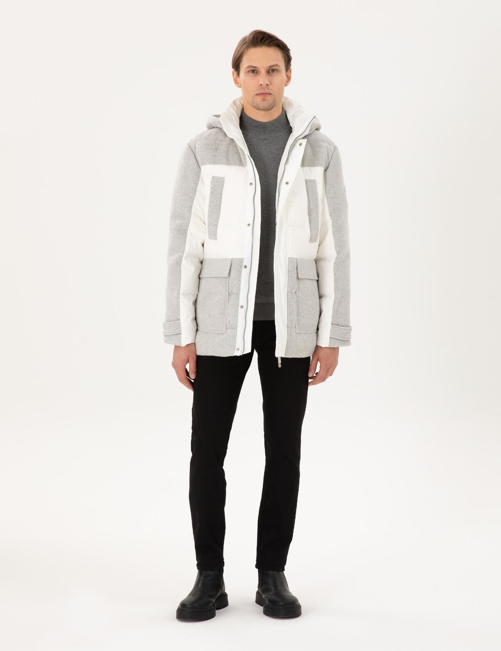 Gri Kap__onlu Kaz T_y_ S_cak Tutan _i_me Mont - Pierre cardin фото 4